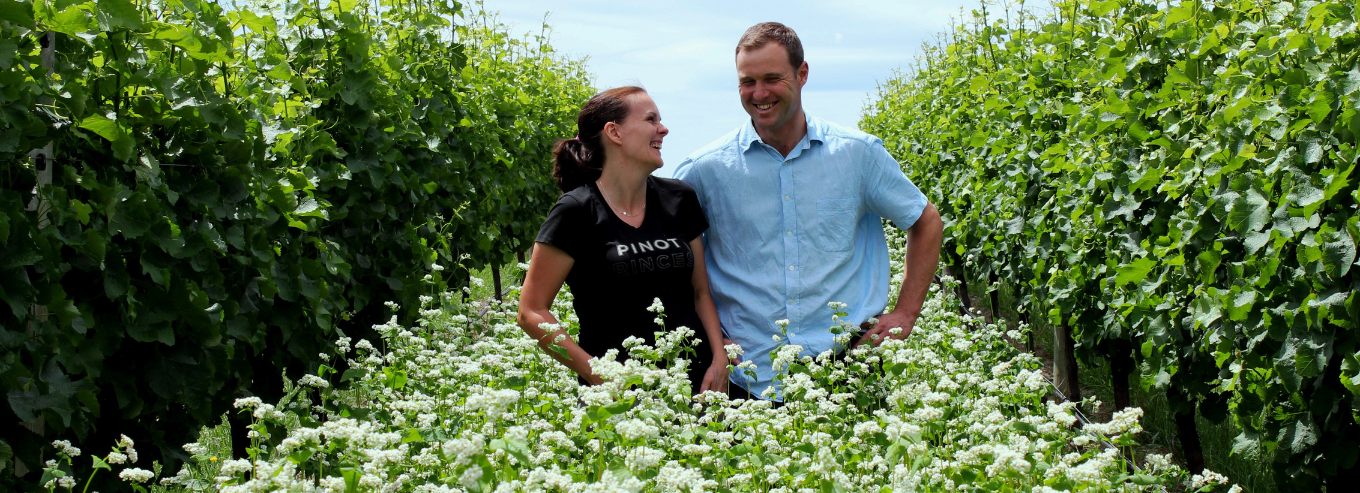 A couple in TWR Te Whare Ra vineyard